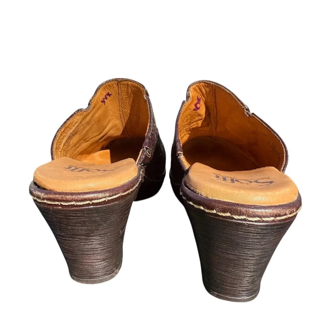 Söfft Tooled Brown Leather Slip-On Heeled‎ Mules Women's 7 - Picture 5 of 16
